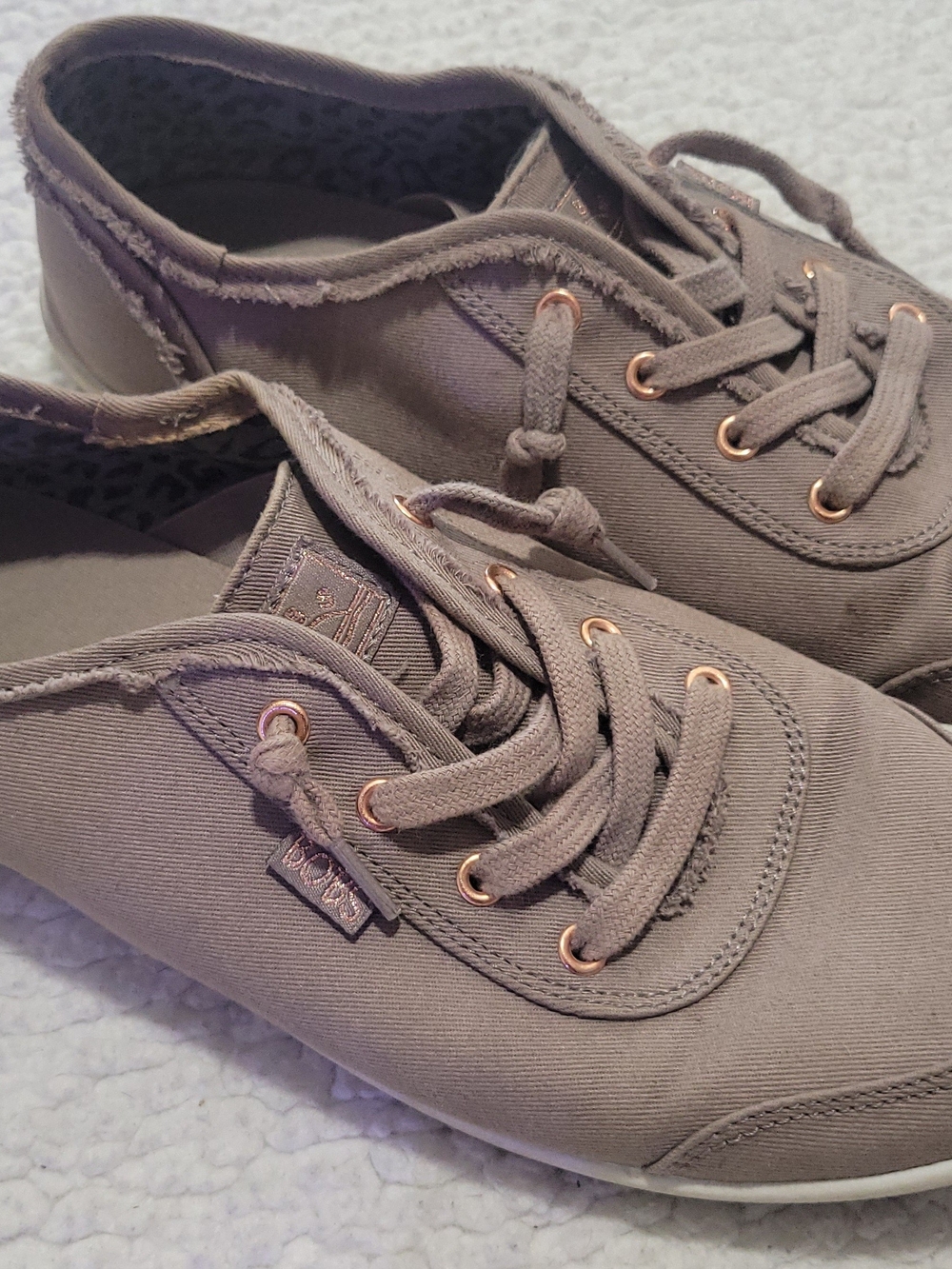 Boss Taupe Canvas Sneakers with Rose Gold Eyelets